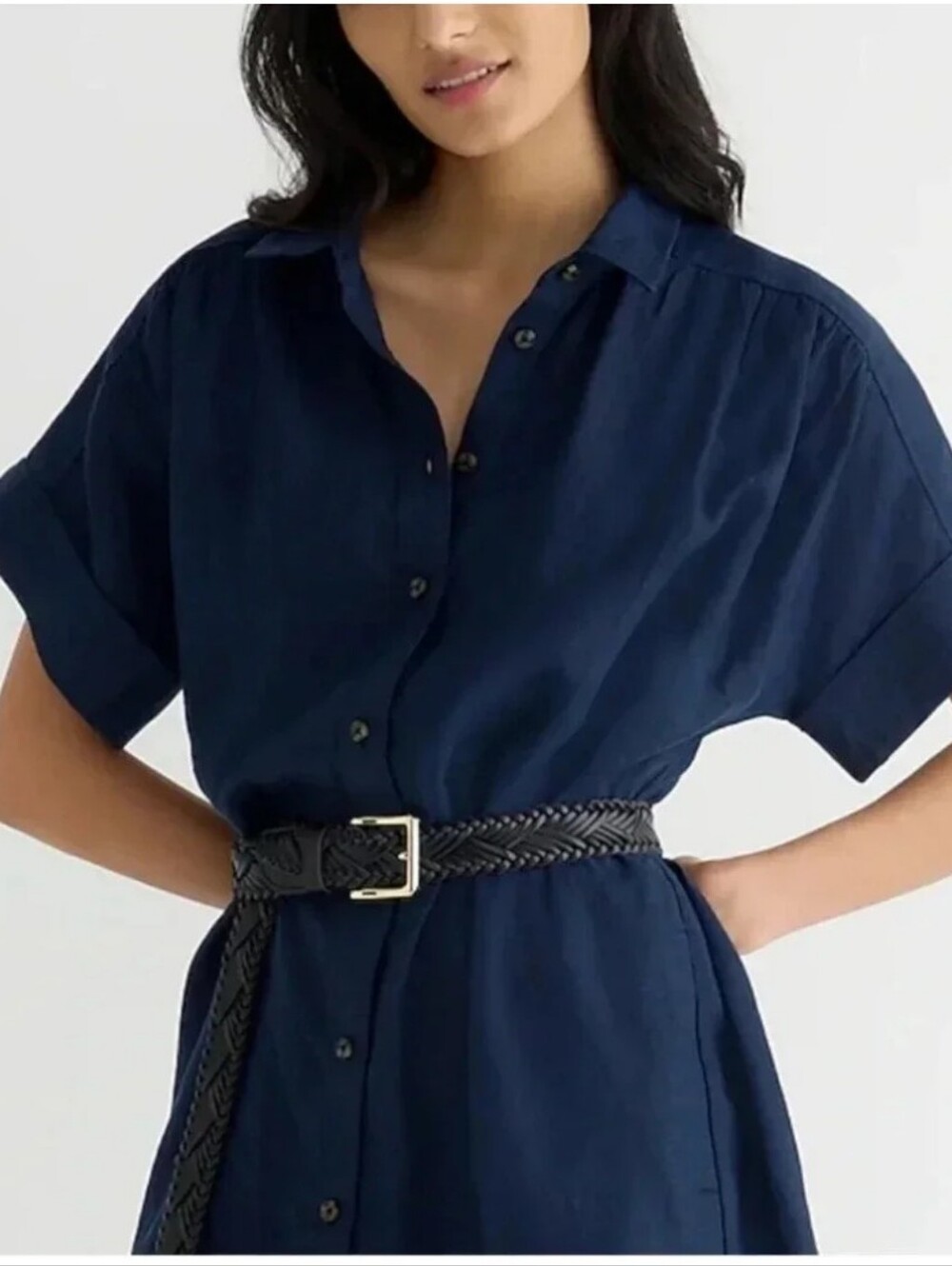 J.Crew Relaxed Linen Dress, Navy, XXS
